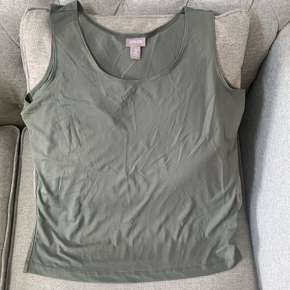 Chico's Microfeel Timeless Tank Top Slinky Stretch “Fatigue” Womens Size 3 XL